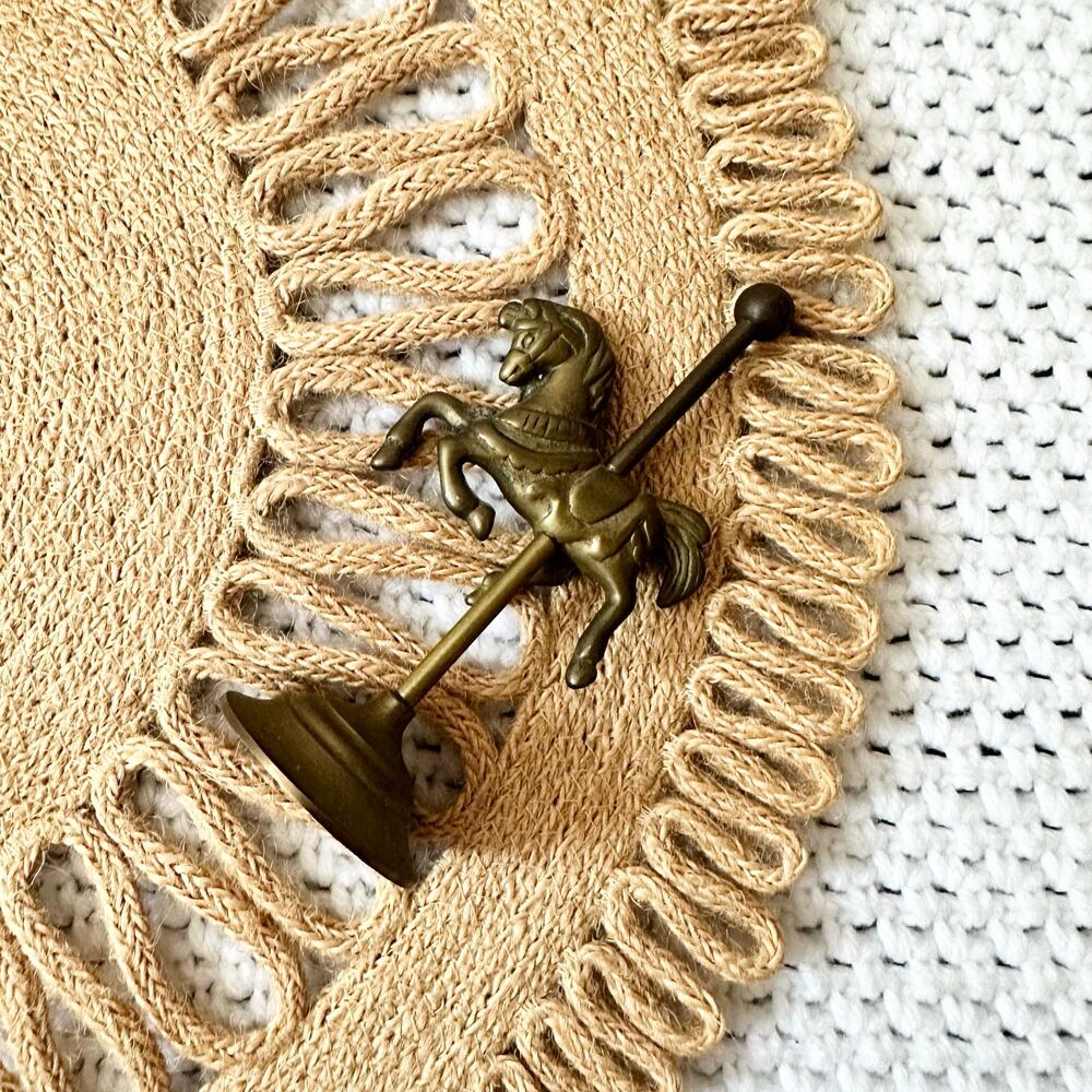 Price Products Vintage Solid Brass Taiwan Miniature Carousel Horse Figurine 4.5”